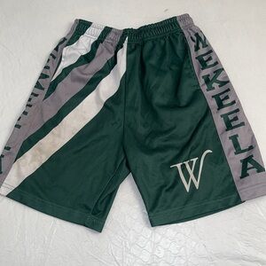 Spot On Camp Wekeela green gray white logo uniform shorts YL